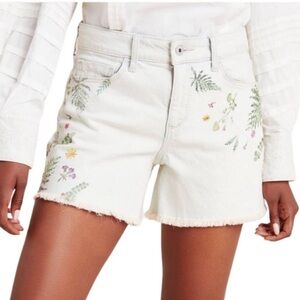 Pilcro and Letterpress Light Blue Denim Floral  Raw Hem Shorts Size 30